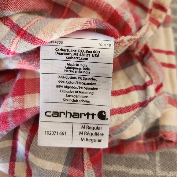 Carhartt Cowgirl Women Button Down Shirt Size M Pink-Cream Color - Picture 11 of 13